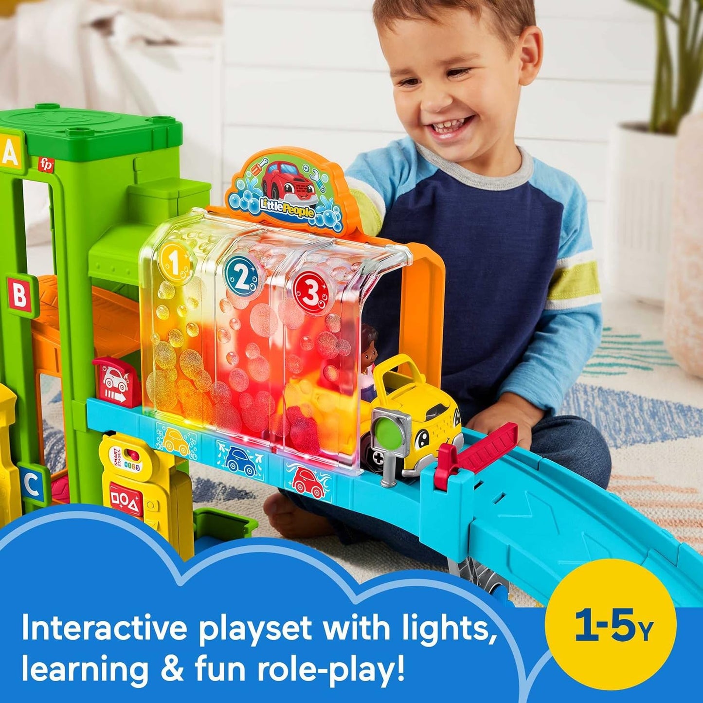 Little People Toddler Playset Light-Up Learning Garage with Smart Stages Plus Toy Car and Ramp for Ages 1+ Years