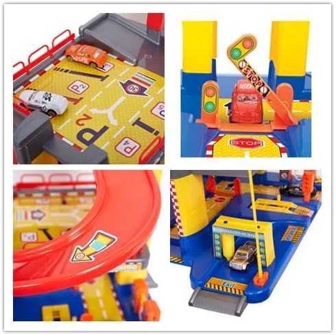 COLOR TREE Race Tracks for Boys Girls Toy Parking Lot Garage Playset Gifts